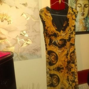 Annected Yellow and Gold Dress; midi